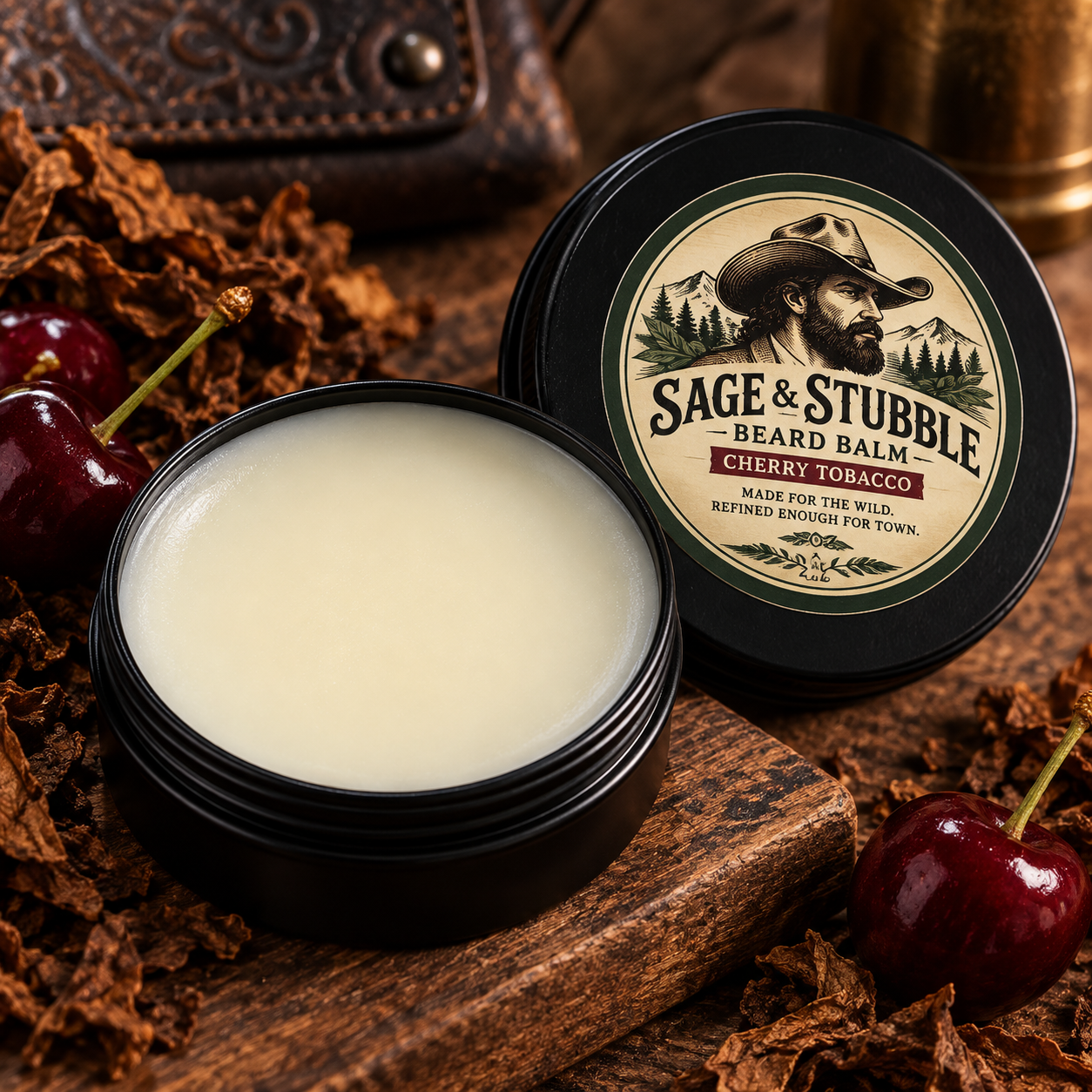 Cherry Tobacco Beard Balm Still Life.png