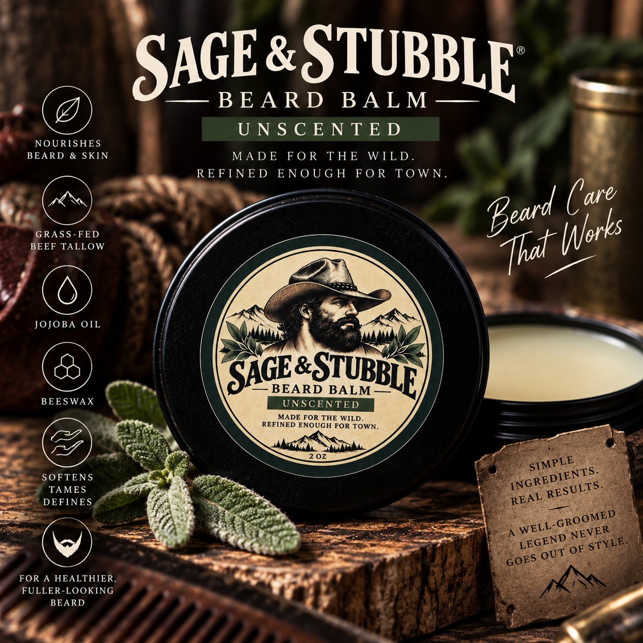Sage & Stubble Beard Balm - Unscented