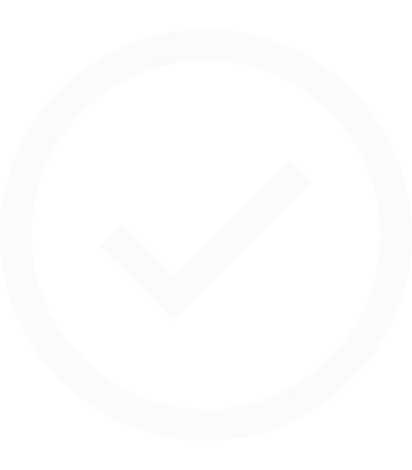 Símbolo de verificación o aprobación en blanco dentro de un círculo negro.