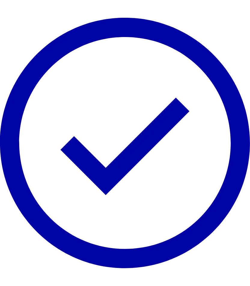 Icono de un círculo azul con una marca de verificación en el centro.
