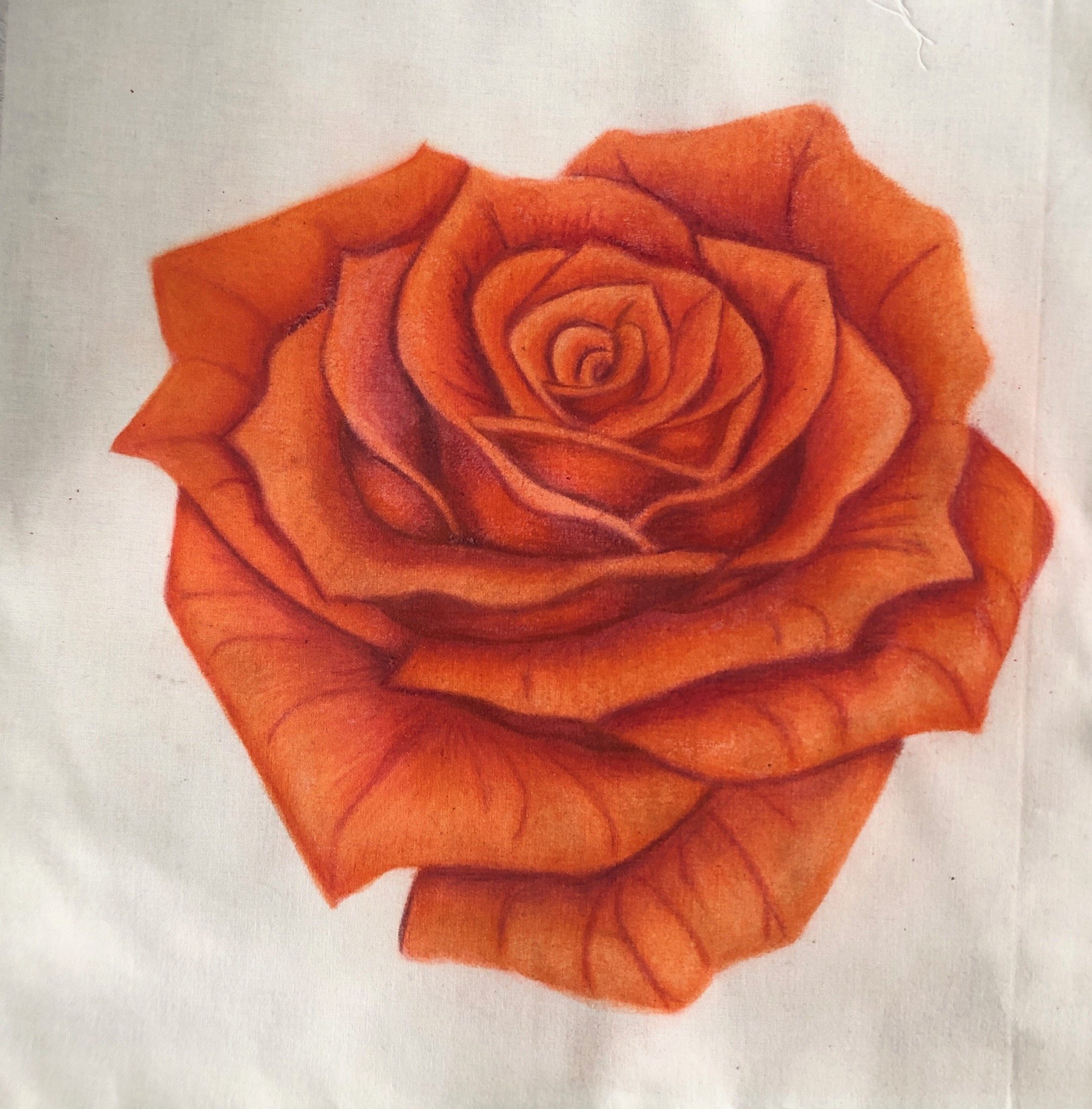 How to paint a Rose: Colored Pencil Technique on Fabric