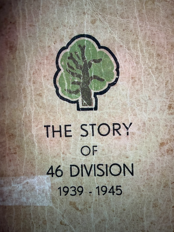Cover of a book titled "The Story of 46 Division 1939-1945" with an illustration of a stylized tree with green leaves.
