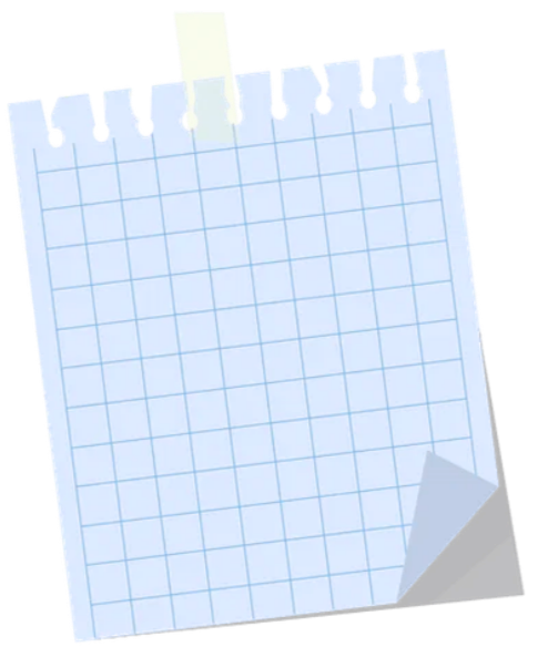 A small piece of graph paper, held by tape, showing a curled bottom right corner.