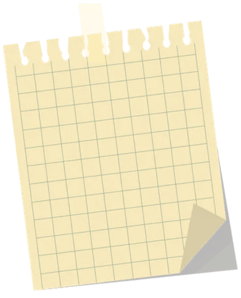 A small piece of graph paper, held by tape, showing a curled bottom right corner.