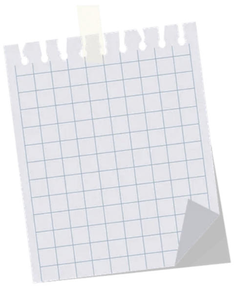 A small piece of graph paper, held by tape, showing a curled bottom right corner.