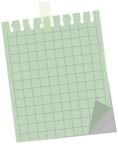 A small piece of graph paper, held by tape, showing a curled bottom right corner.