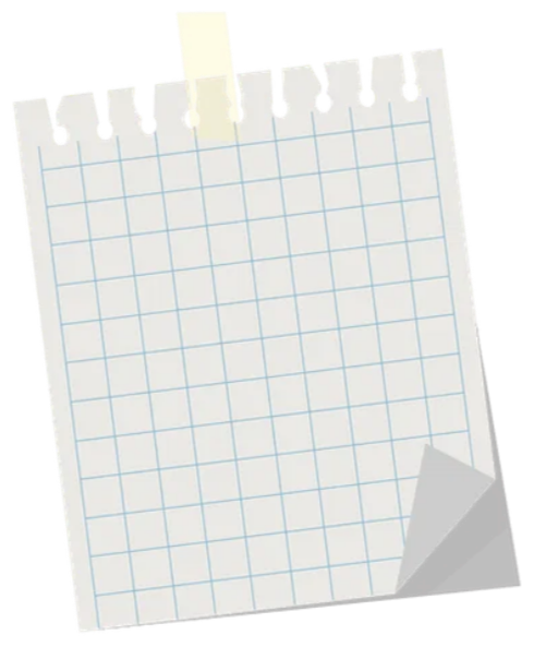 A small piece of graph paper, held by tape, showing a curled bottom right corner.