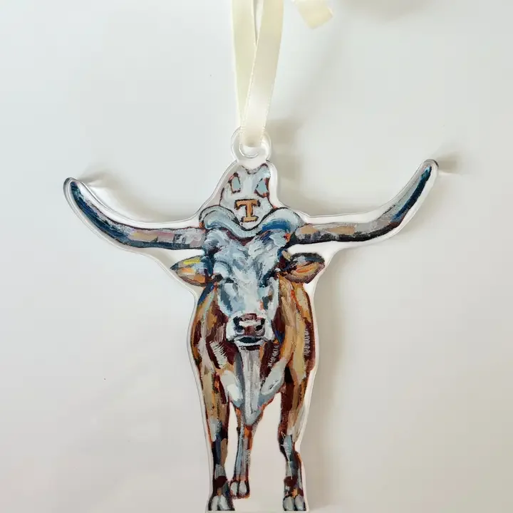 Dust and Glory Longhorn Acrylic Wreath Charm