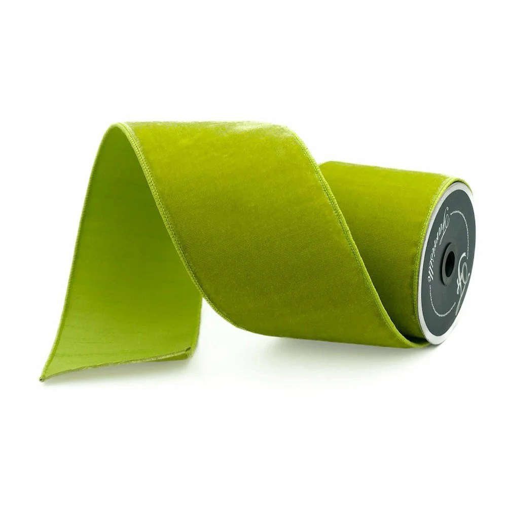 Apple Green Velvet 4” Farrisilk Ribbon