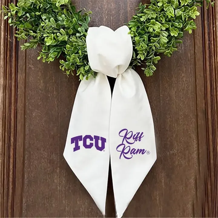 ON BACK ORDER A hometown favorite! Riff Ram! TCU Embroidered Wreath Sash