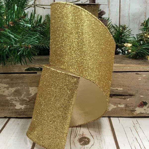 Gold Sparkle Wire D. Stevens Fine Ribbon 1.5”x 10YD