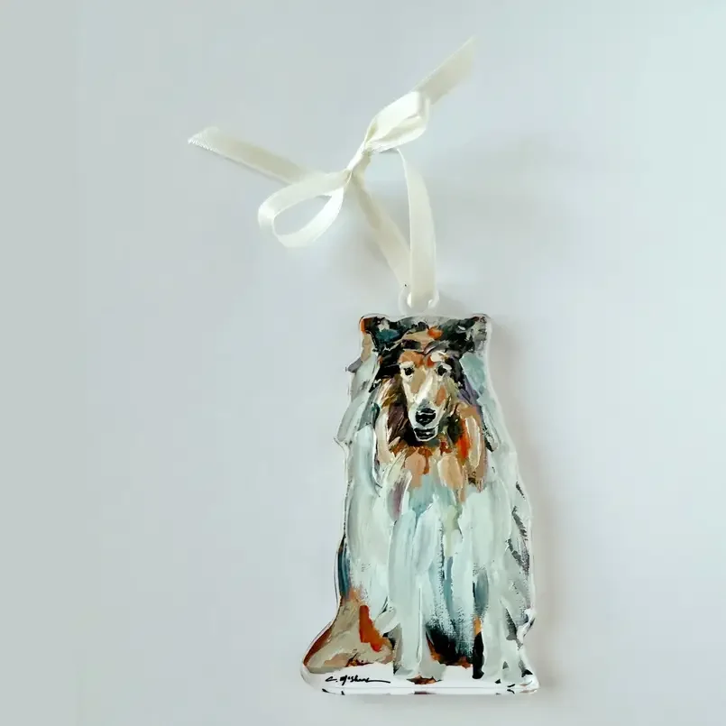 Go Aggies! Rough Collie Acrylic Wreath Charm