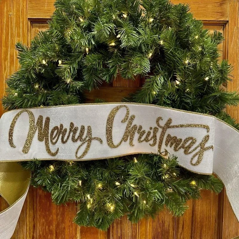 Velvet Banner With Gold Glitter Merry Christmas