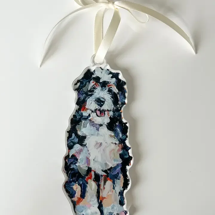 Bernedoodle Acrylic Wreath Charm
