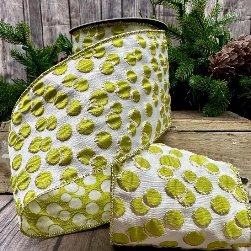 Jacquard Modern Green and Ivory Dots
