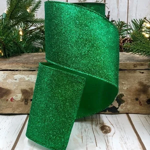 Green Glitter D. Steven’s Fine Ribbon 1.5”x 10YD