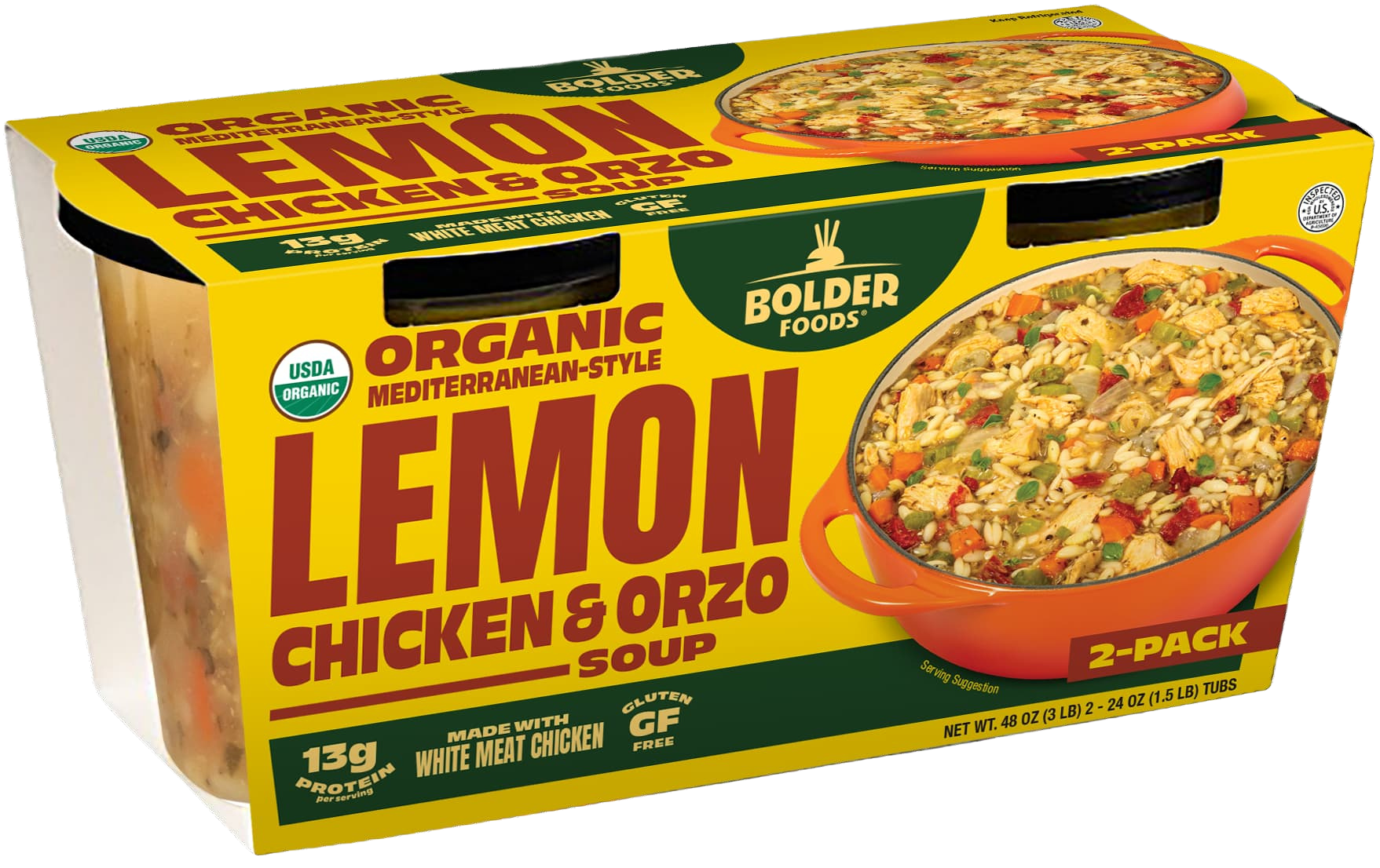 Organic Mediterranean Style Lemon Chicken & Orzo Soup