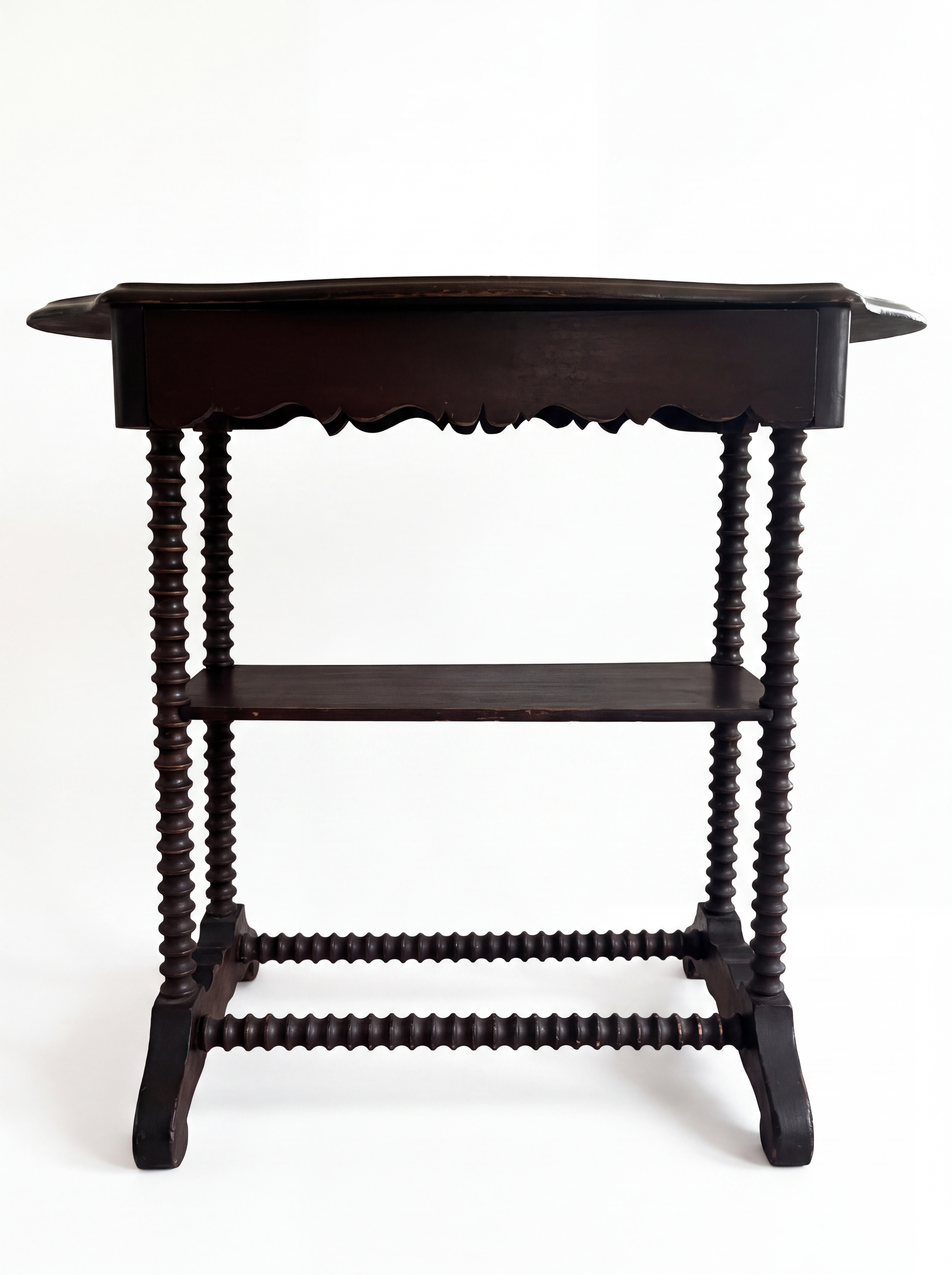 Antique Jacobean Style 2 tier Spool or Spindle Leg Table (19th c.)