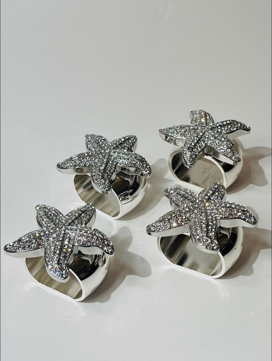Swarovski Crystal Starfish Napkin Ring Set by Isabella Adams