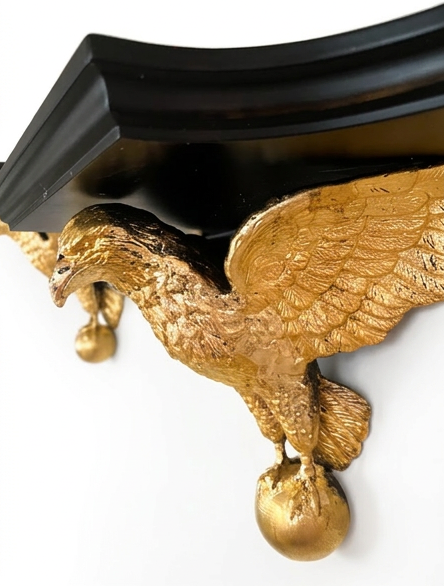 Pair of 24k Gold Gilt Bronze Federalist Style Eagle Wall Brackets