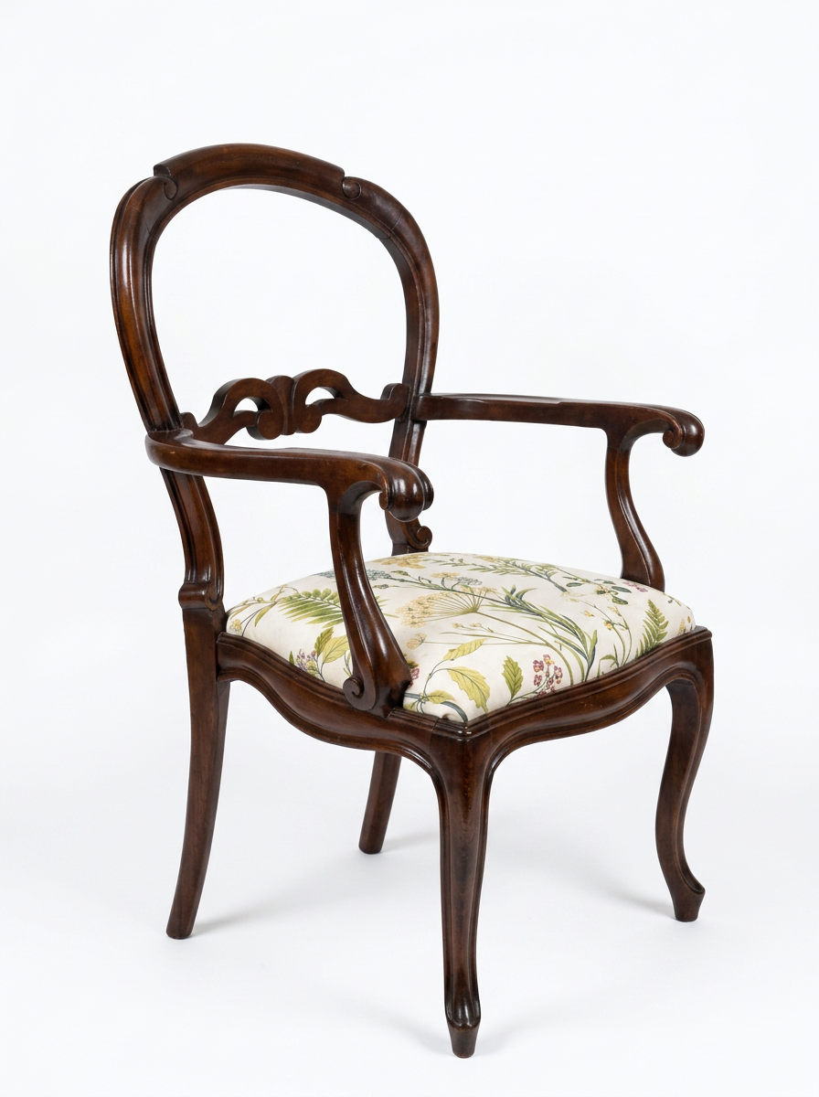 Antique Victorian Mahogany Armchair (19th c.)