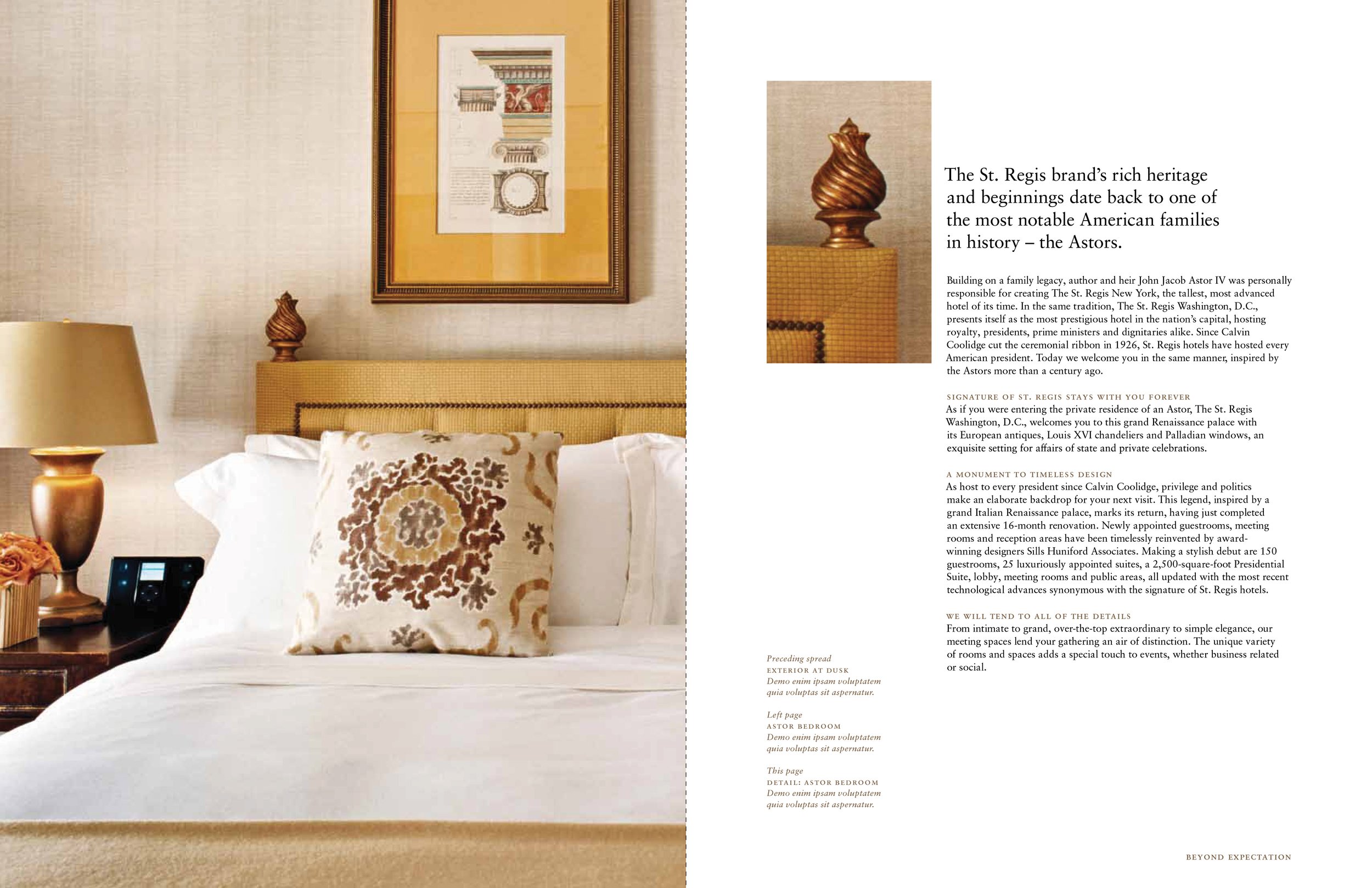 In-room collateral for St. Regis hotels.