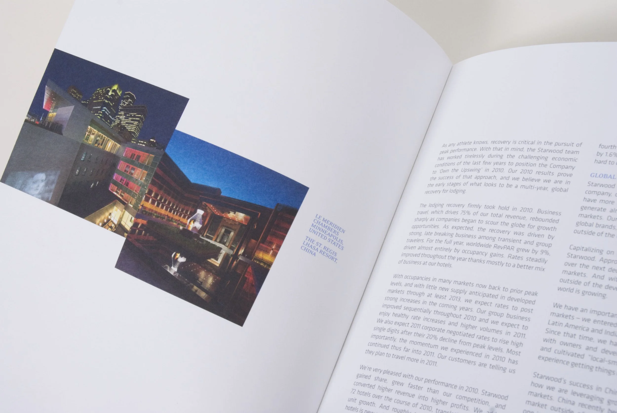 Interior of Starwood annual report.