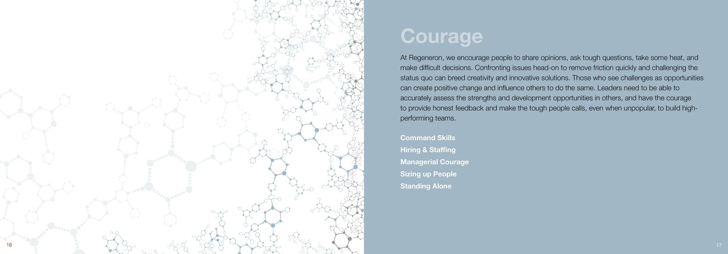 Interior spread for Regeneron Integrated Talent Management Development Book.