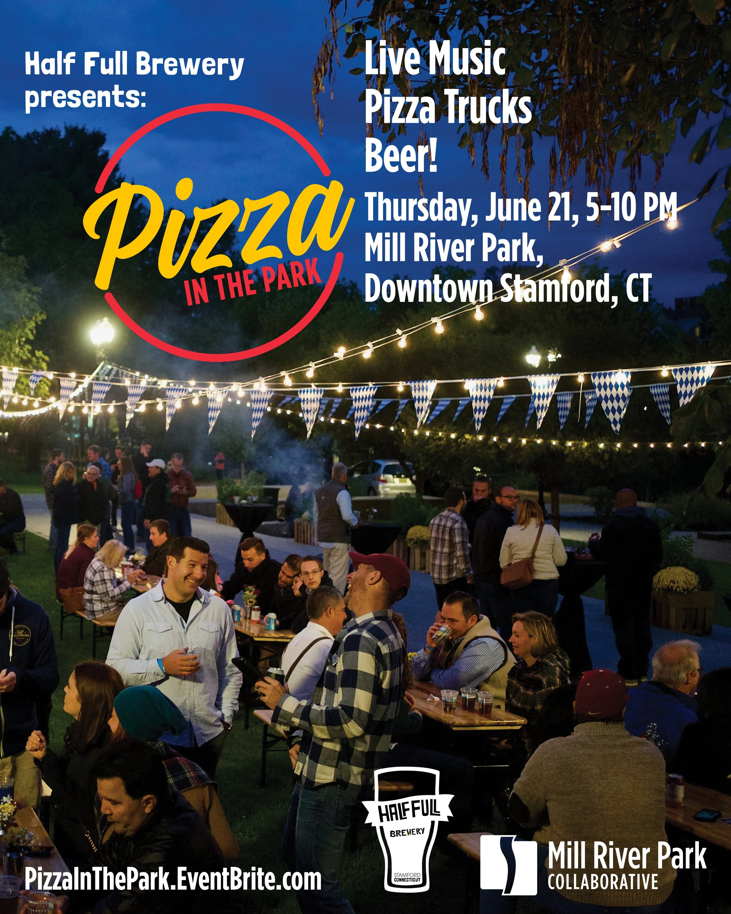Social media graphic promoting Pizza in the Park.