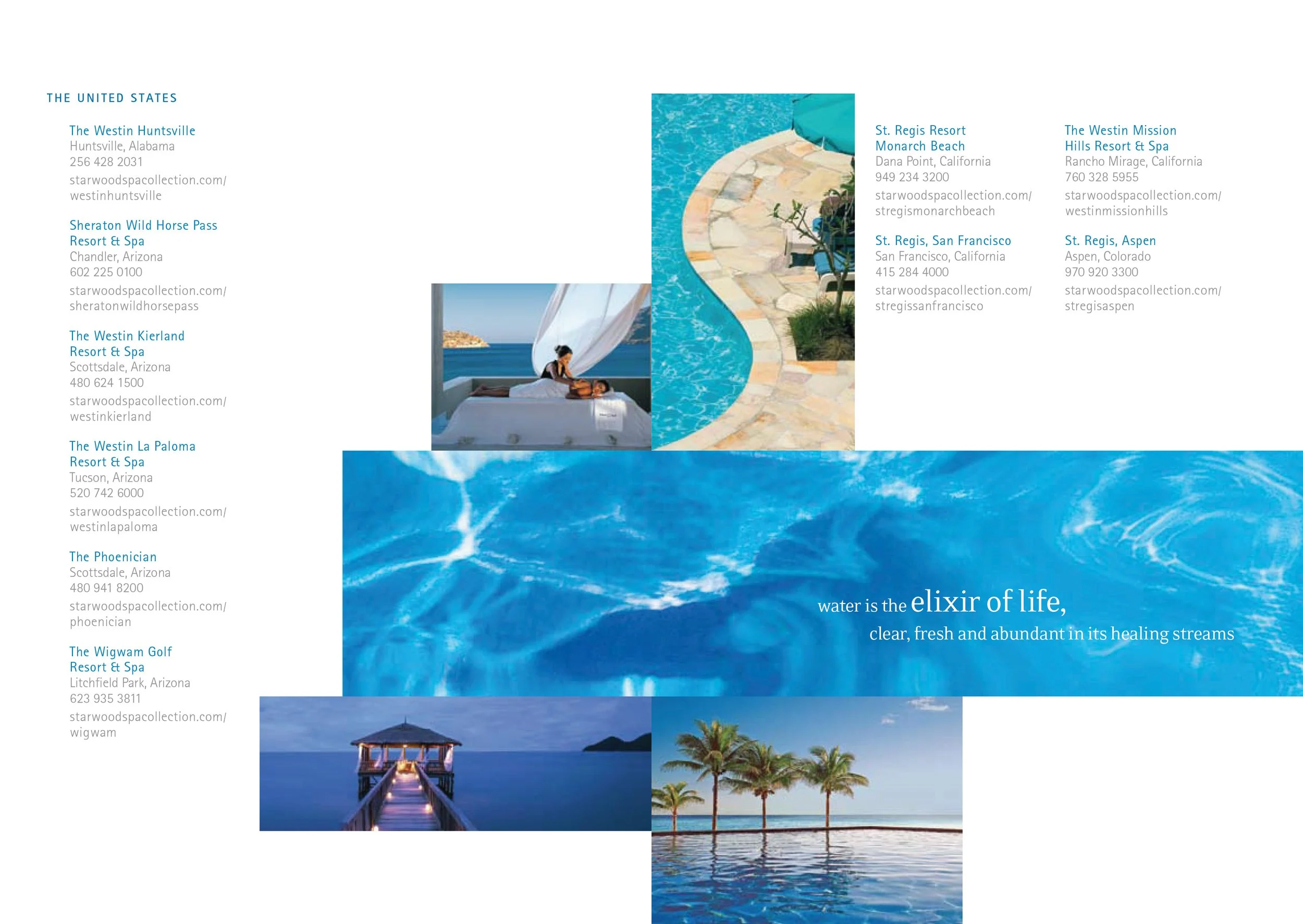 Interior spread for Starwood Spa Collection directory.