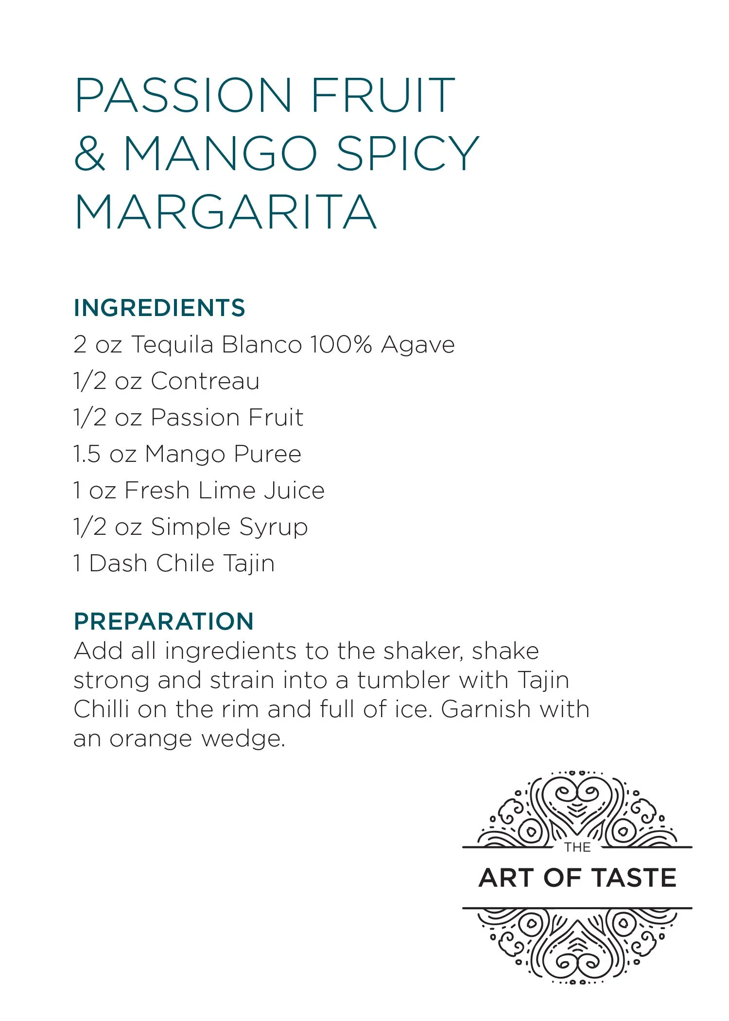 The Resort at Pedregal: Recipe card for The Art of Taste.