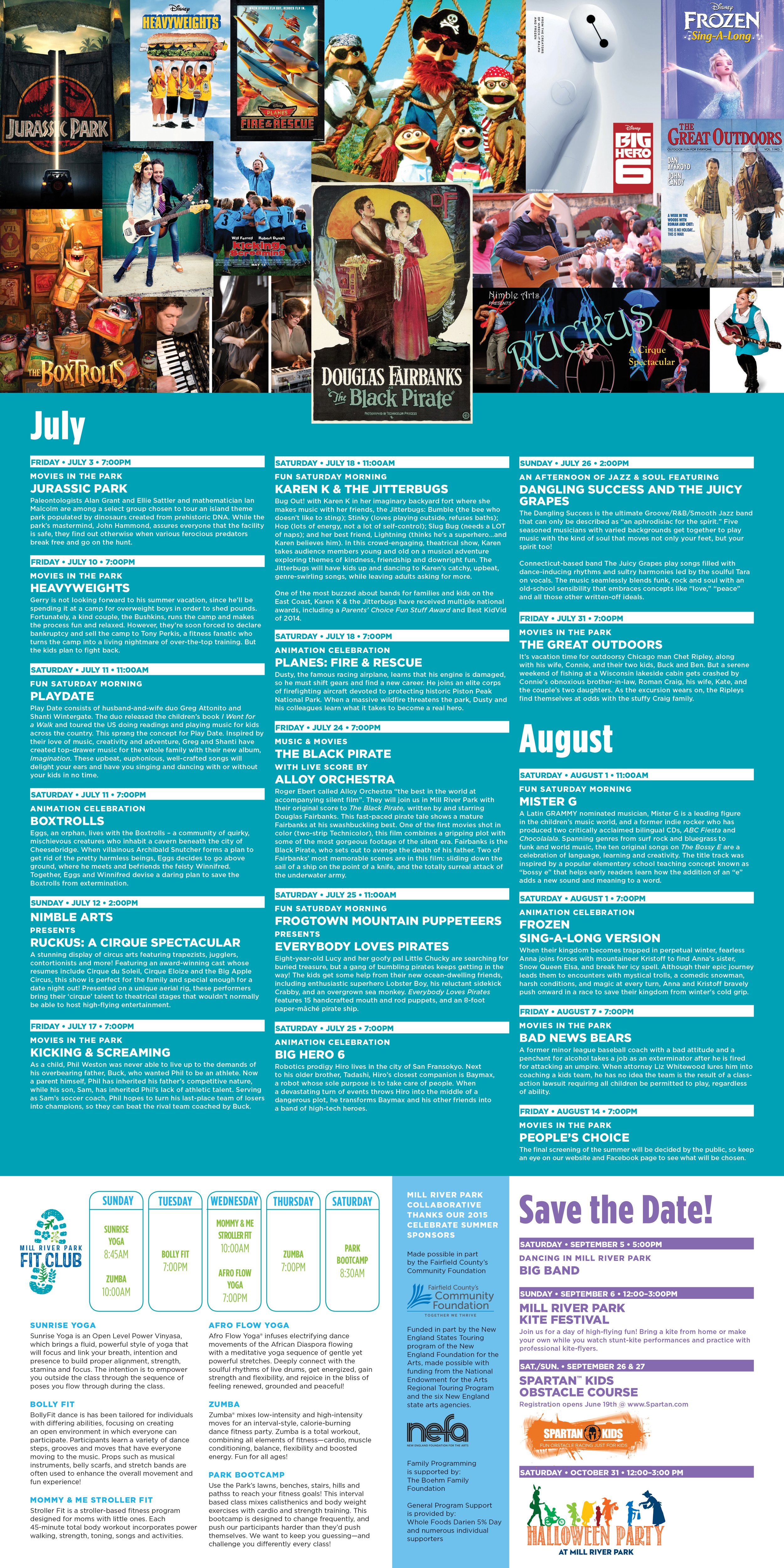 Custom folded direct mail piece with the summer calendar of events.