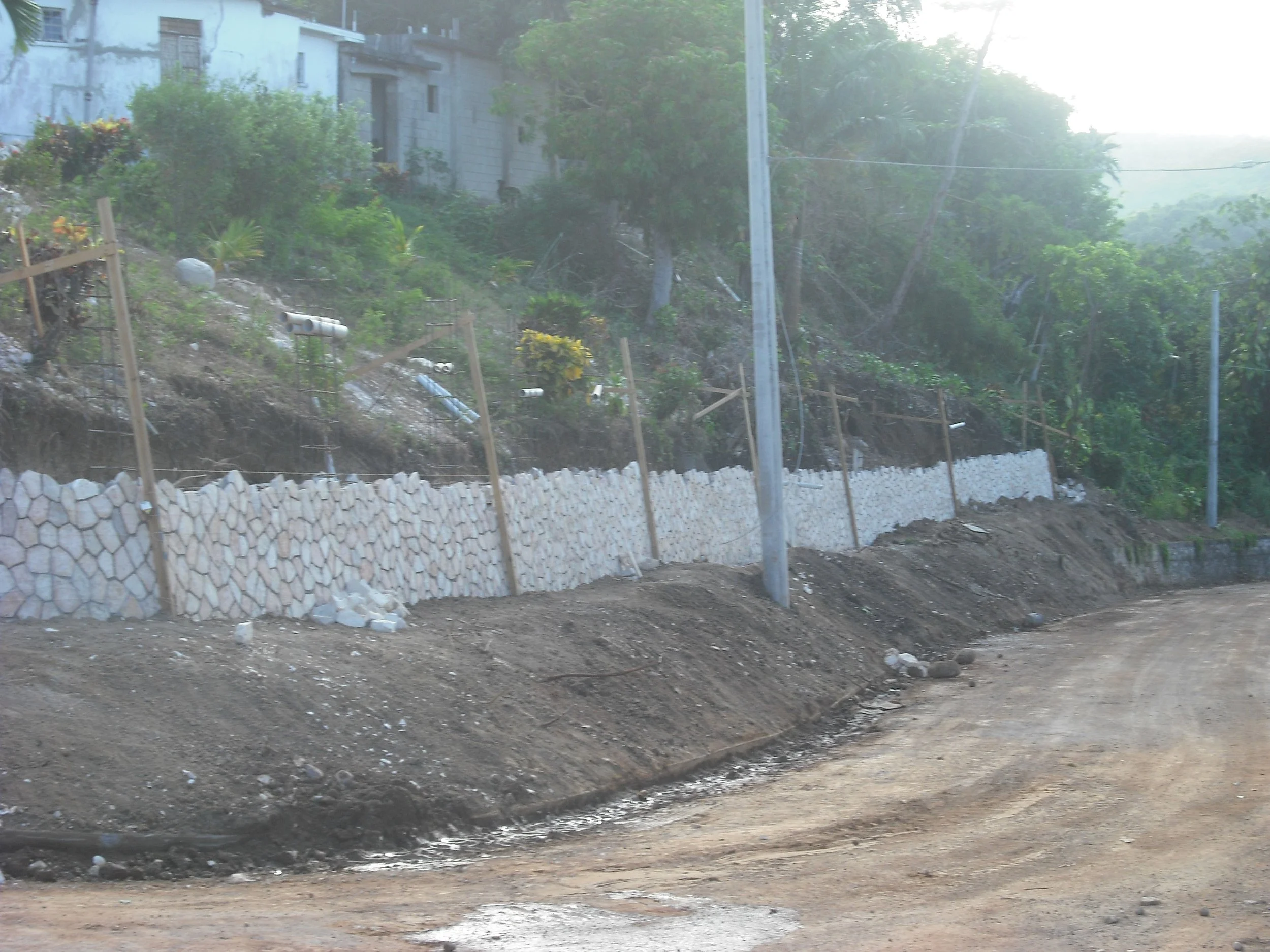Progress of stone wall view 