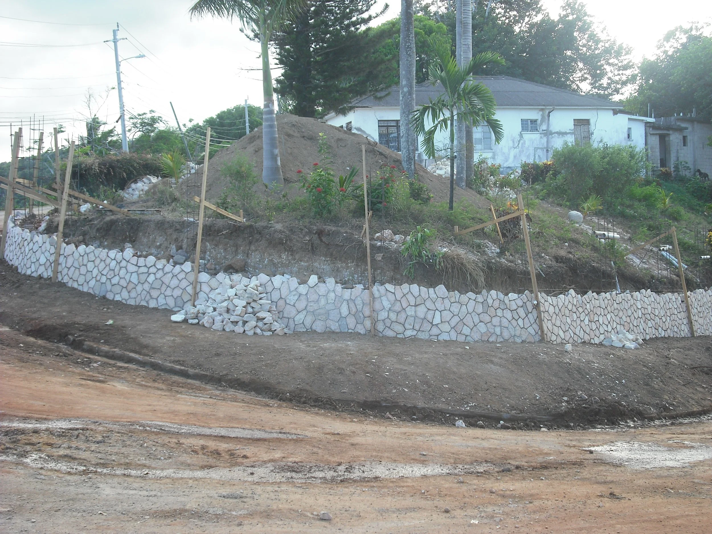 Progress of stone wall view
