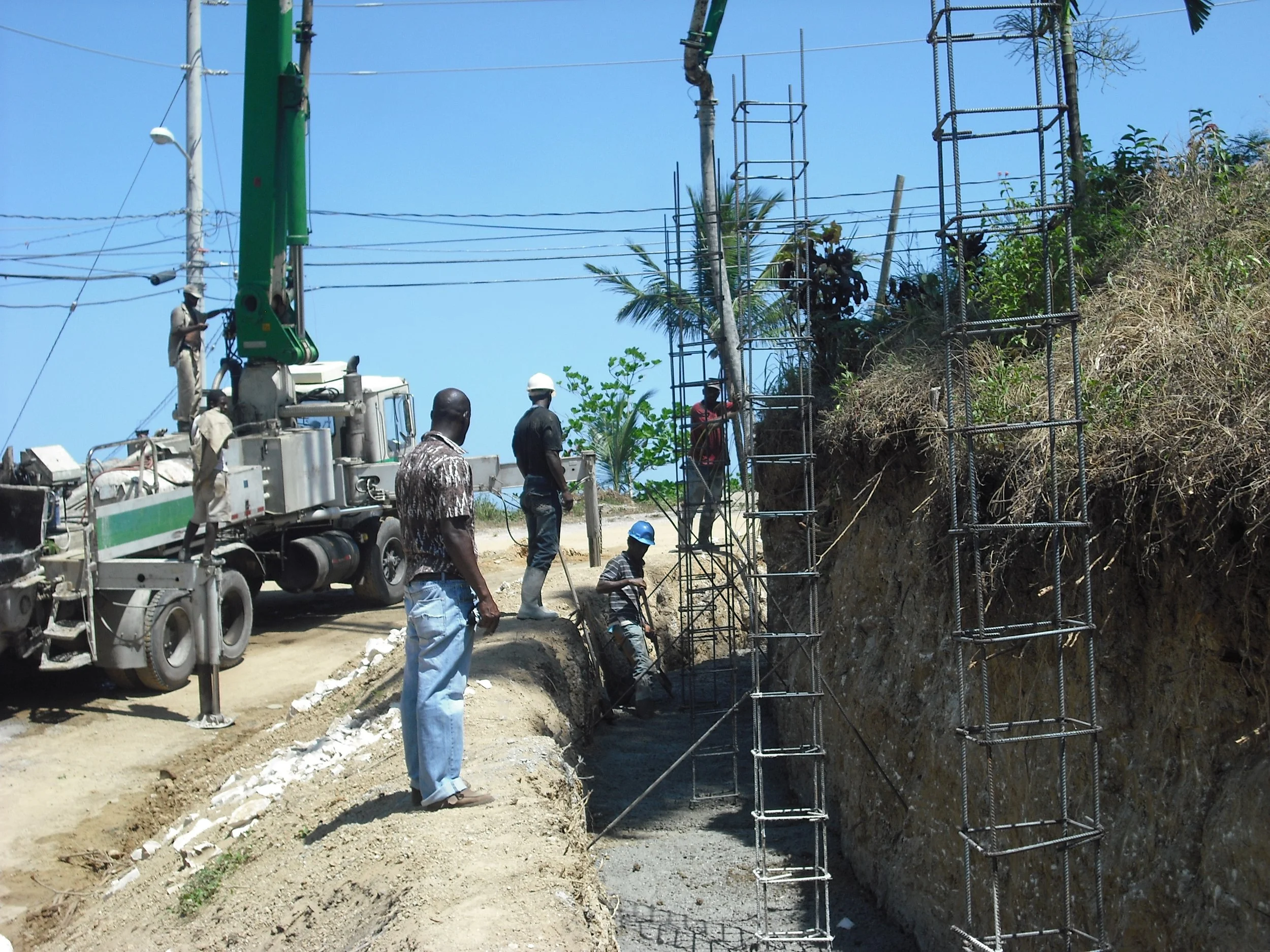 Working on a roadside construction project