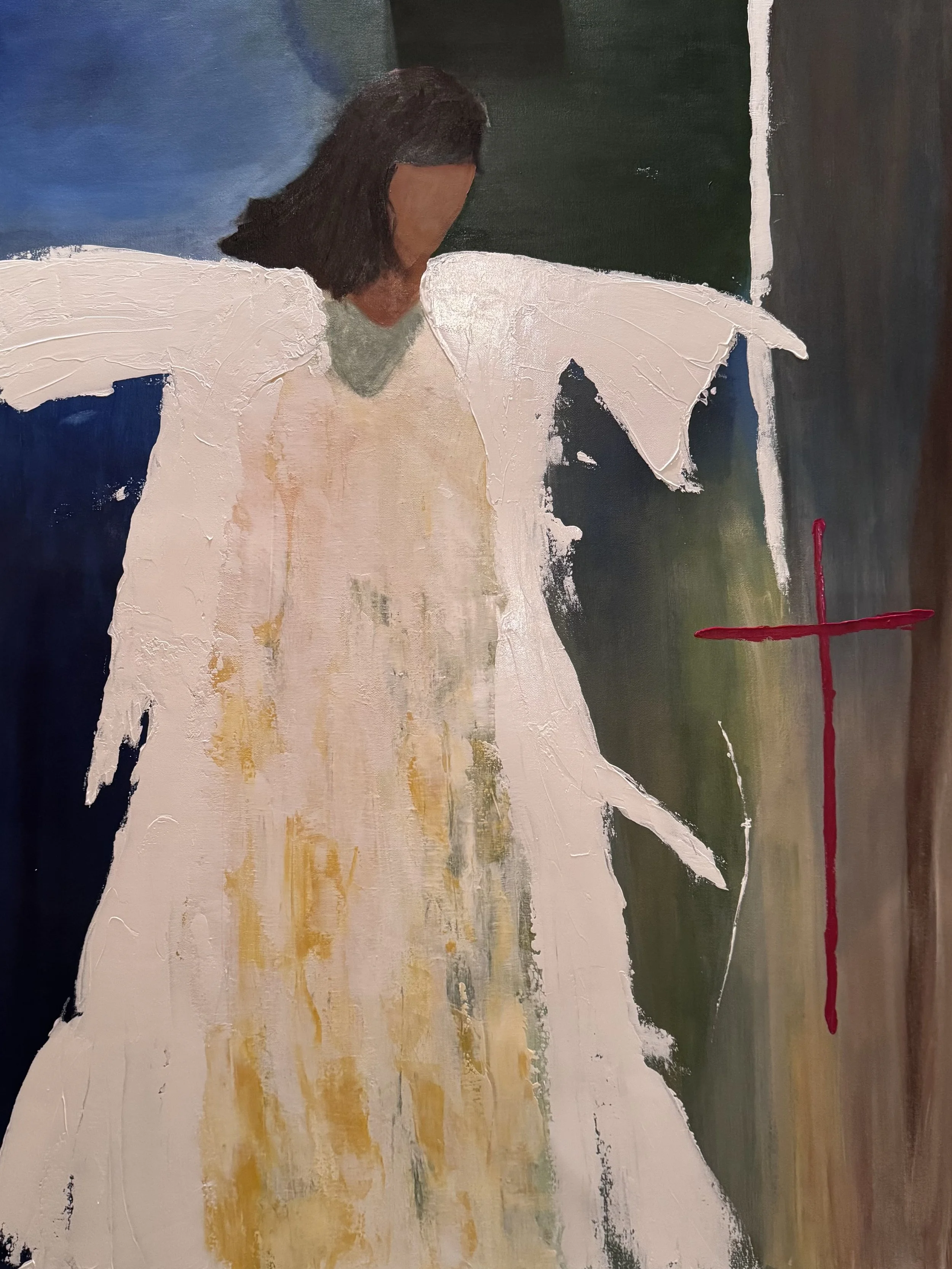 Crimson Grace Abstract Angel Painting