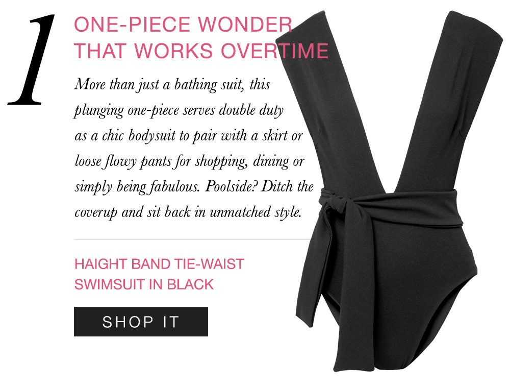  This insanely hot one-piece takes you from cabana to Captain's table.   Shop it here >>  