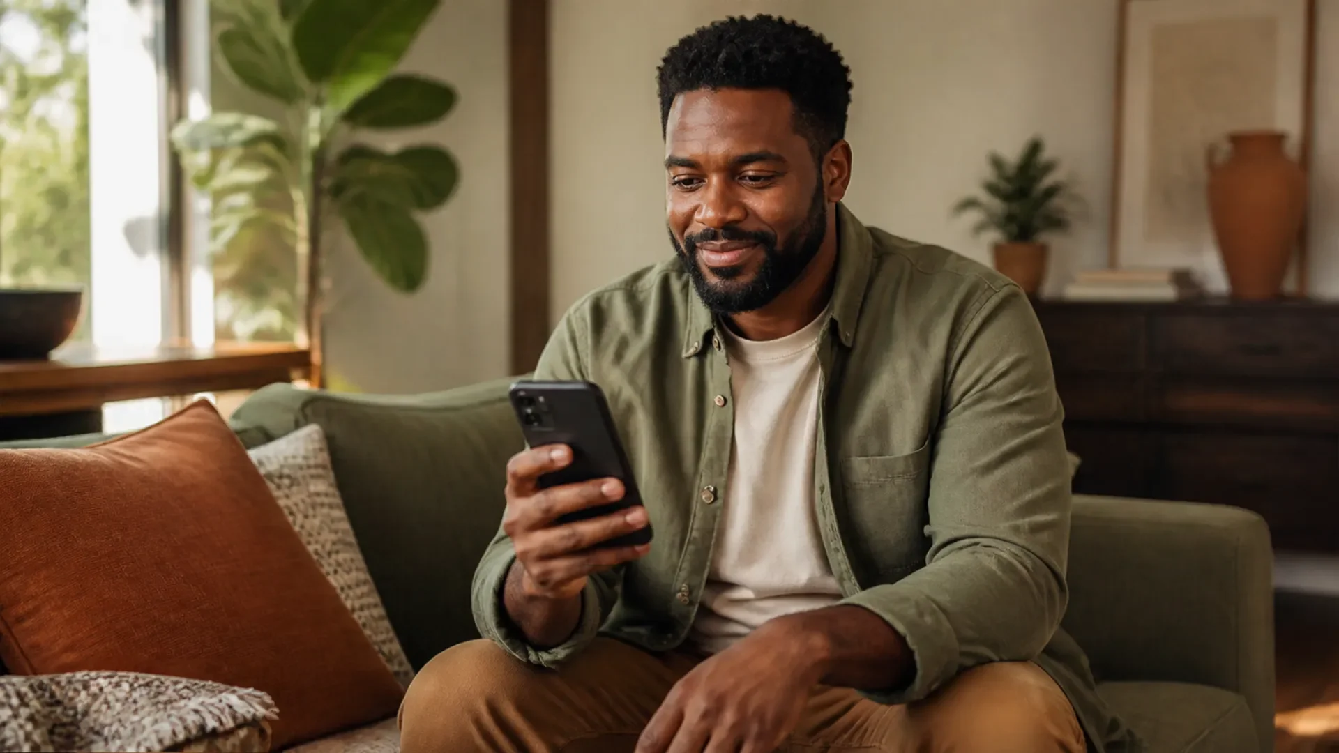 Client potentiel qui consulte le site web d'une petite entreprise sur son téléphone avant de demander une soumission