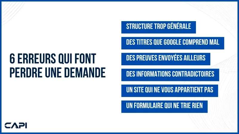 Six erreurs qui font perdre des demandes sur le site web d'une petite entreprise