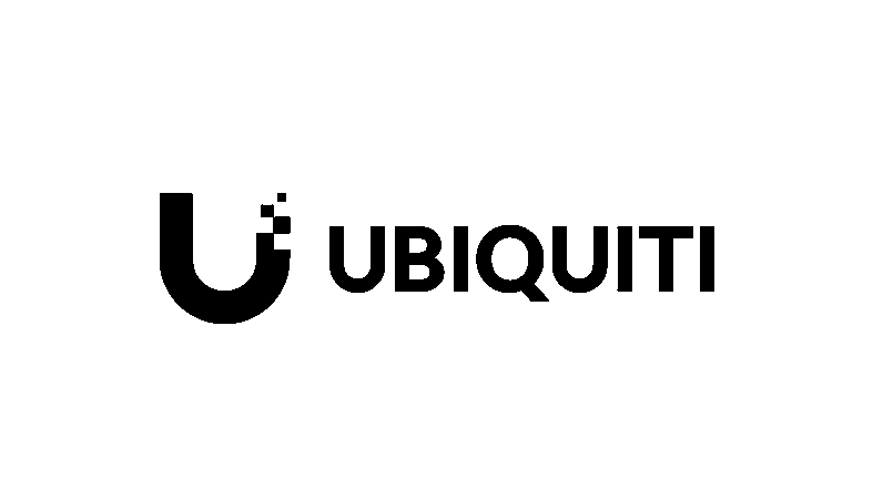 Ubiquiti logo with a stylized 'U' and the company name in black text