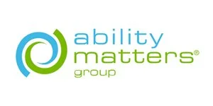 Logo of Ability Matters Group with a circular design and blue and green colors.