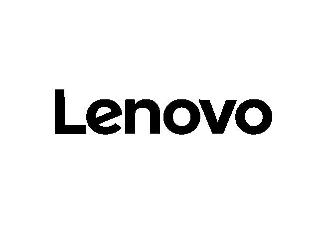 Lenovo logo in black text on a white background.