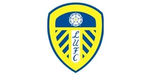 The Leeds United Football Club logo featuring a blue and yellow shield with a white rose crown at the top and the initials 'LUFC' inside.