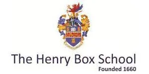 The logo of The Henry Box School featuring a crest with a lion and eagle, with the school's name and founding date, 1660.