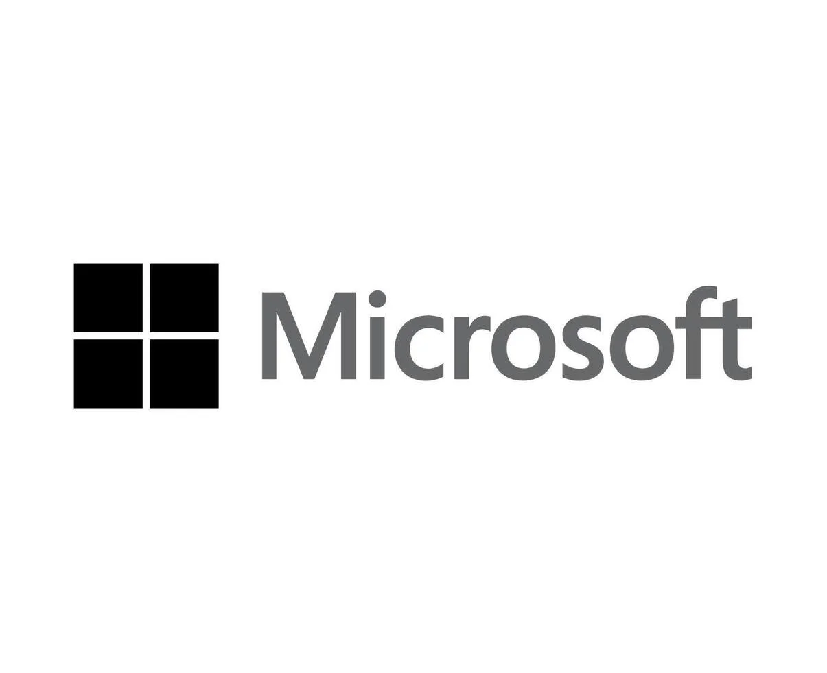 Microsoft logo in black and gray text on white background.