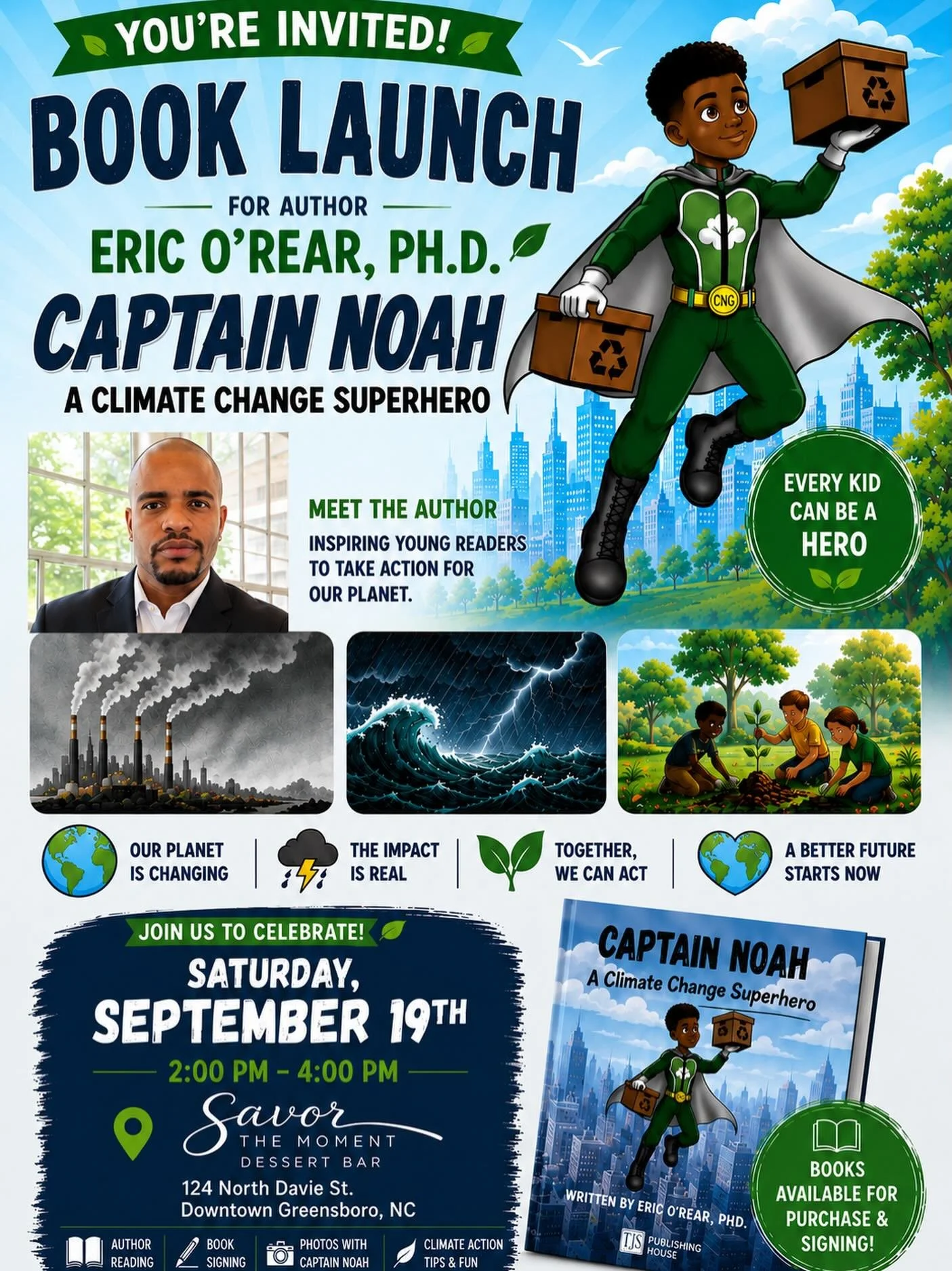 Check us out at @savorthemomentdessertbar on September 19th for the official book launch! #climatechangeheroes #fightclimatechange