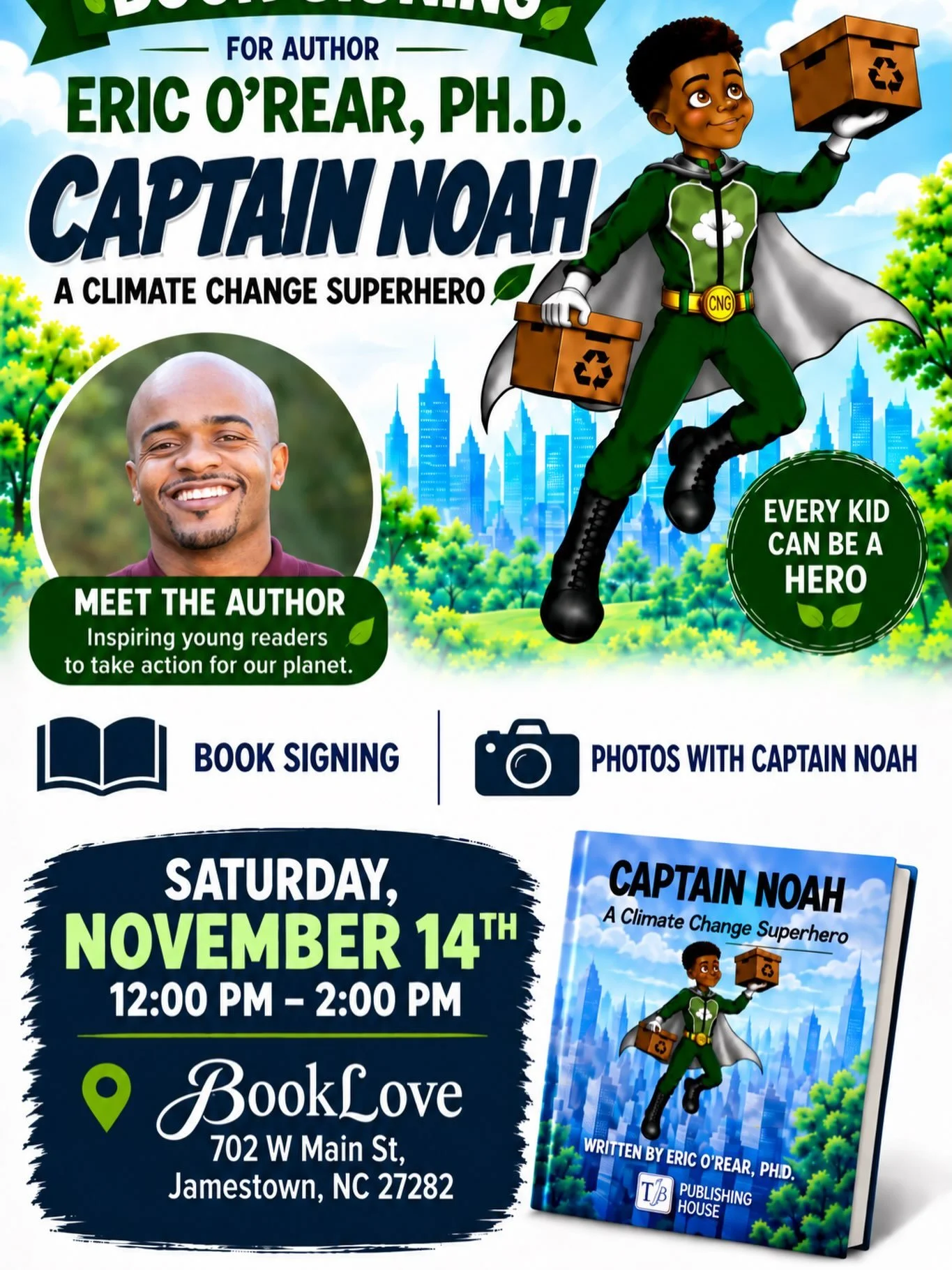 Check us out November 14th at @booklove_nc for our second official book signing. Come meet the author, Dr. Eric O&rsquo;Rear, and his son Captain Noah!