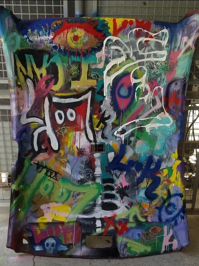 Above, 2022
Acrylic on car headliner, 4.5' x 5'