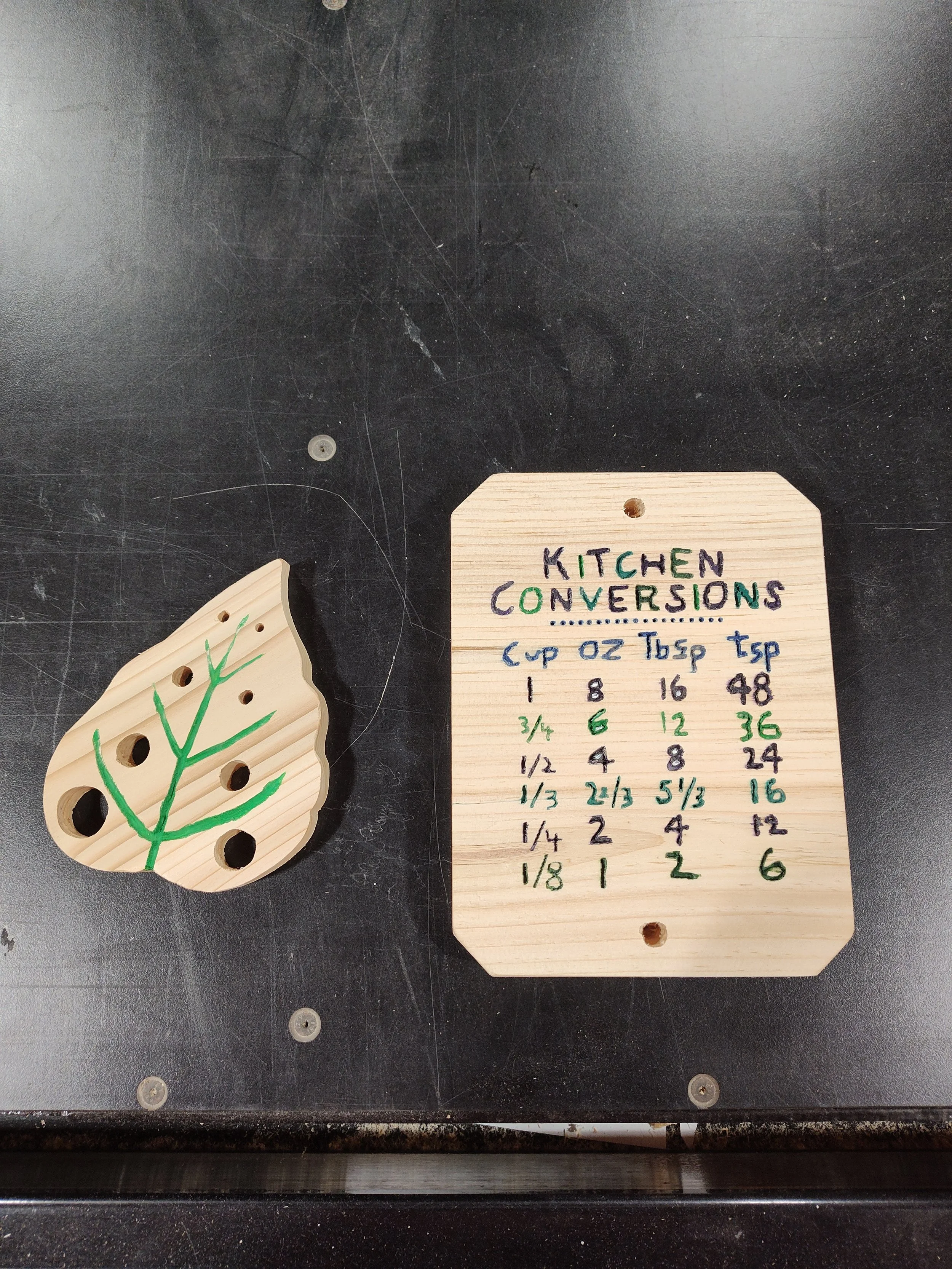 Handcrafted Wooden Kitchen Conversion Chart & Herb Stripper