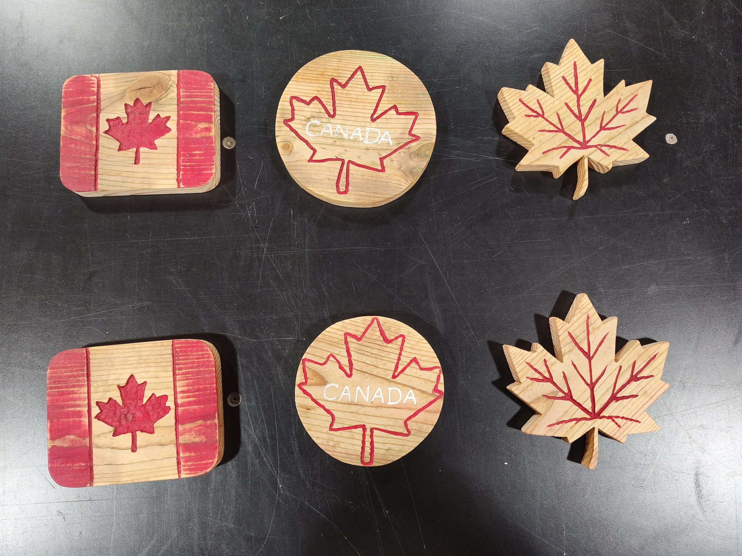 Rustic Wooden Maple Leaf Coaster Set